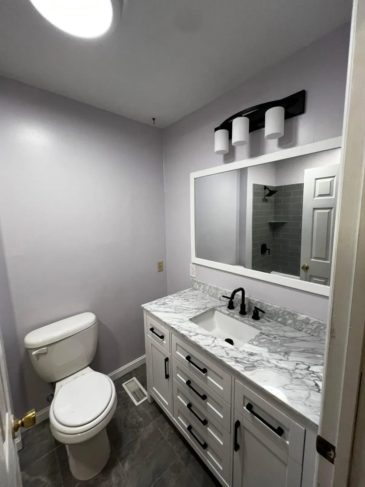 Bathroom after renovation by Jameson's Legacy Renovations, Dayton OH