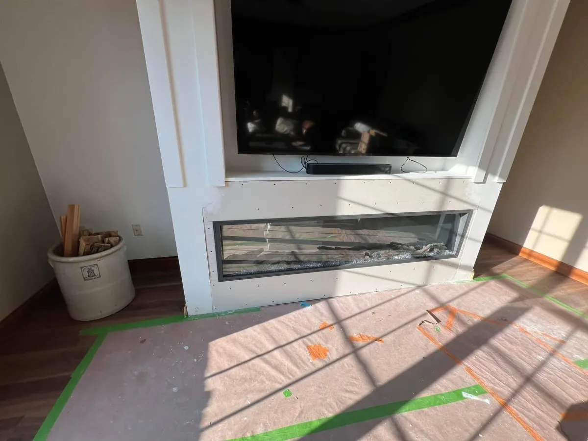 Fireplace area before renovation, Dayton OH
